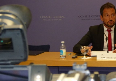 Pere López durant una roda de premsa