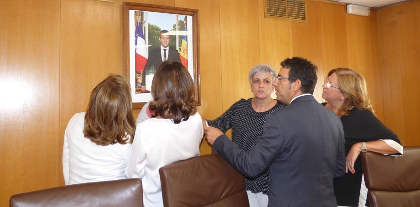 Samarra i Carmona amb altres consellers miren el quadre del nou Copríncep.